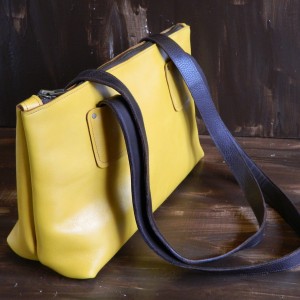 Mustard Yellow Leather Tote Bag Main